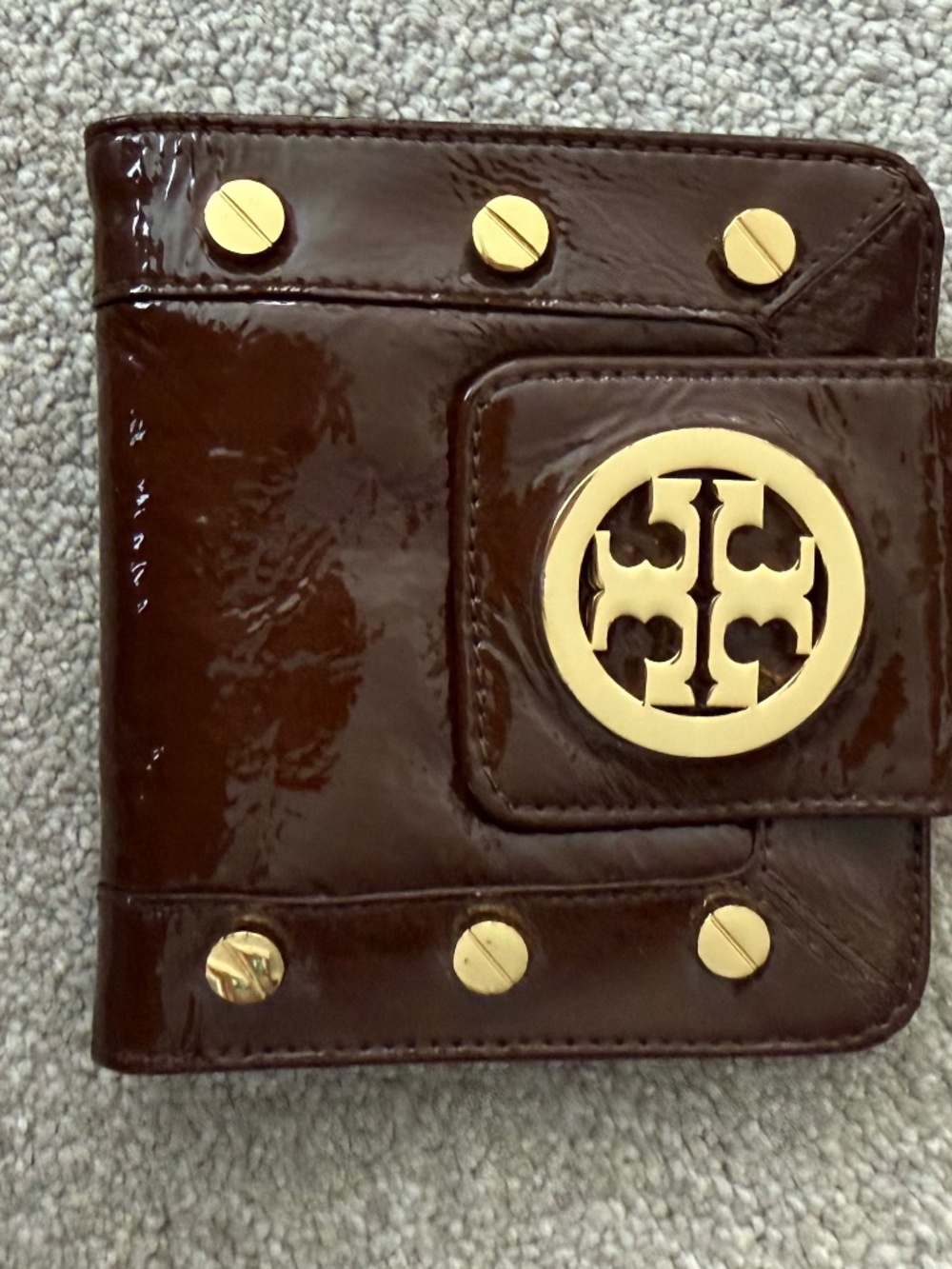 Tori Burch Brown Wallet with gold hardware